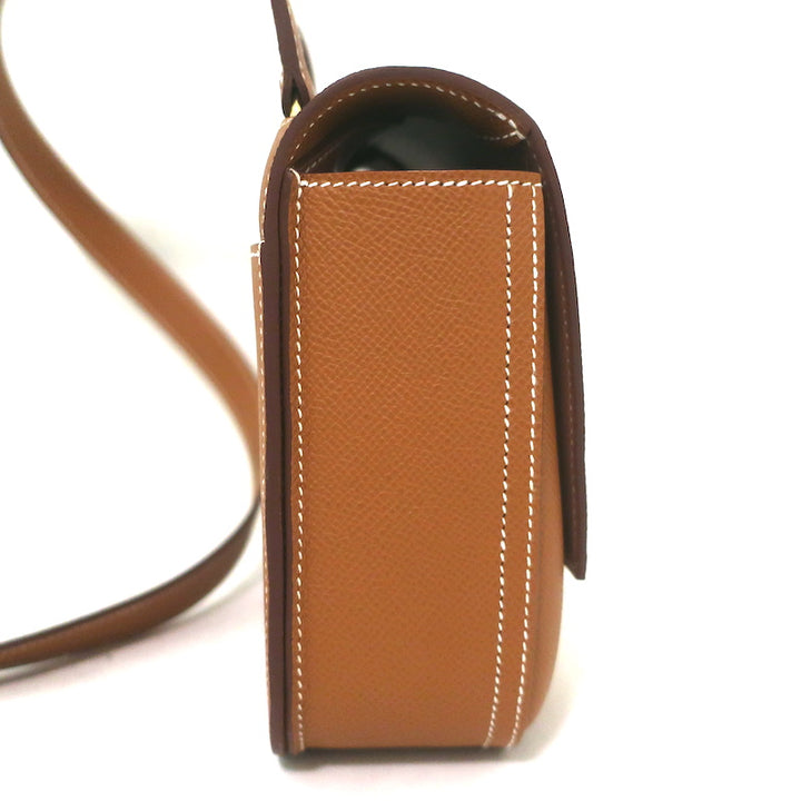 Hermes Mini Della Cavalleria Crossbody Bag Gold Veau Epsom Leather NEW