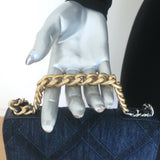 Chanel 19 Quilted Denim Wallet on Chain Indigo Small Crossbody Bag