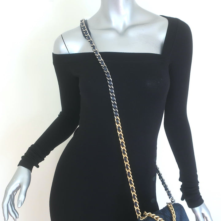 Chanel 19 Quilted Denim Wallet on Chain Indigo Small Crossbody Bag