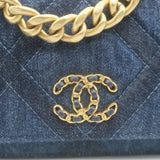 Chanel 19 Quilted Denim Wallet on Chain Indigo Small Crossbody Bag