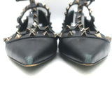 Valentino Noir Rockstud Caged Ballet Flats Black Leather Size 39