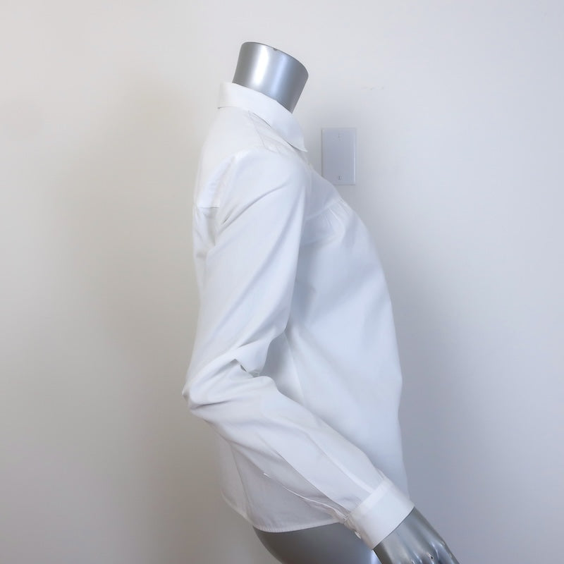 Miu Miu Gathered-Yoke Button Down Shirt White Cotton Poplin Size 44