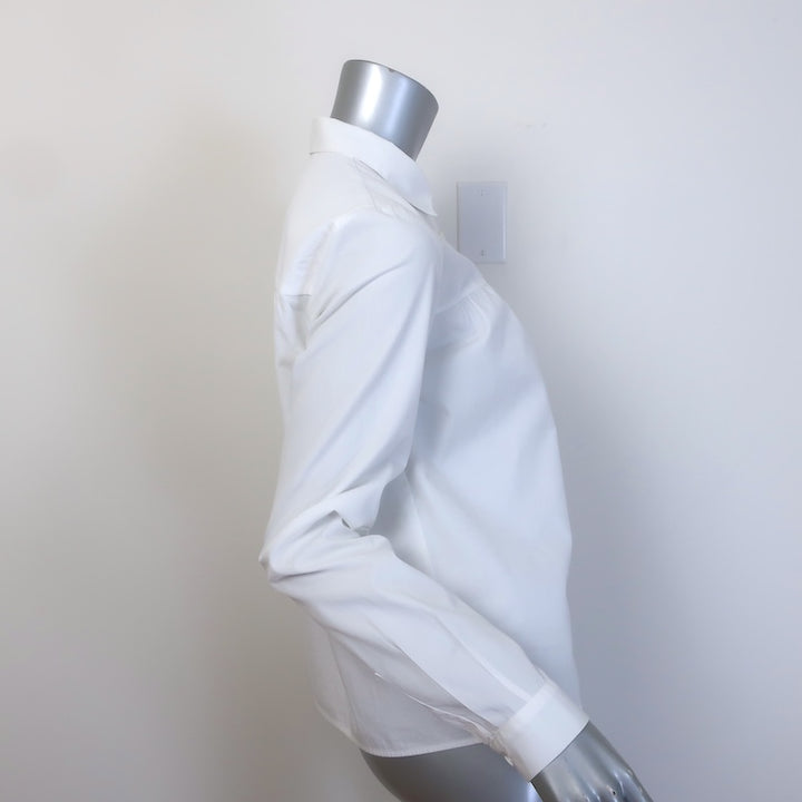 Miu Miu Gathered-Yoke Button Down Shirt White Cotton Poplin Size 44
