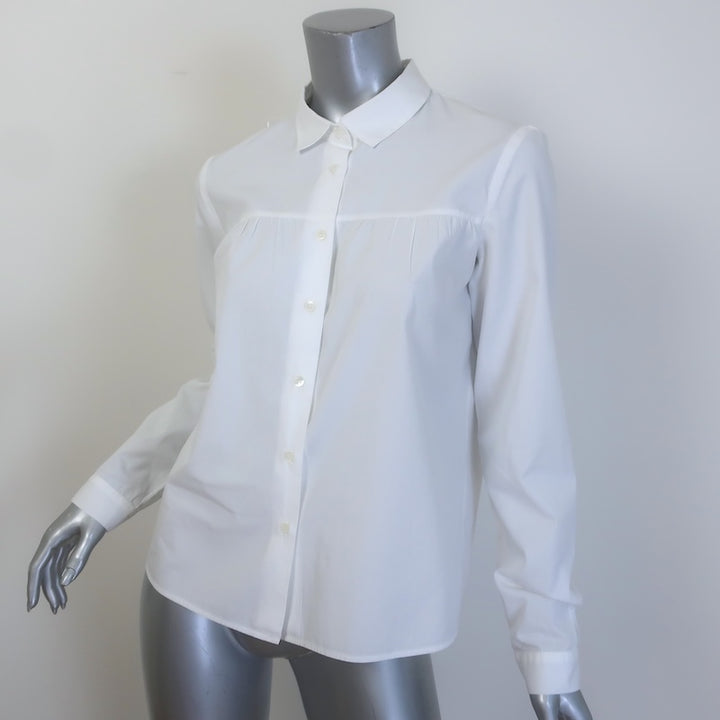 Miu Miu Gathered-Yoke Button Down Shirt White Cotton Poplin Size 44