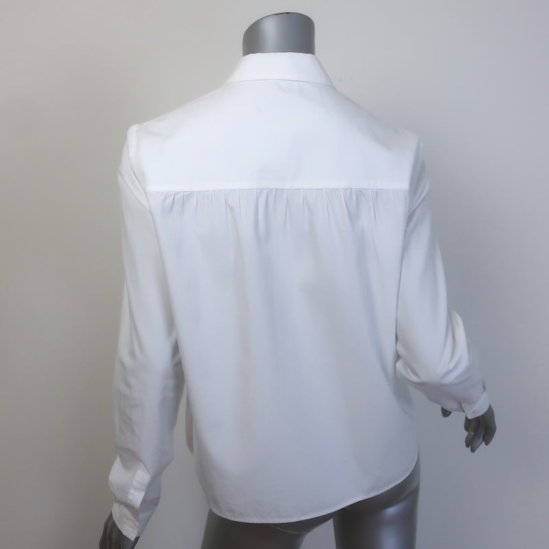 Miu Miu Gathered-Yoke Button Down Shirt White Cotton Poplin Size 44