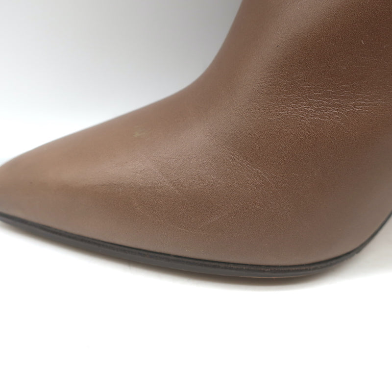 Valentino Rockstud double-strap ankle boots in brown leather, pre-owned with authentic designer hardware