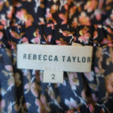 Rebecca Taylor Belted Mini Dress Multicolor Floral Print Size 2