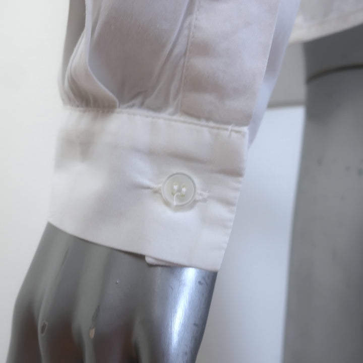 Miu Miu Gathered-Yoke Button Down Shirt White Cotton Poplin Size 44