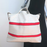 Loewe Paula's Ibiza Striped Tote Ecru/Red Canvas Extra Large Crossbody NEW