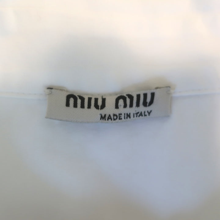 Miu Miu Gathered-Yoke Button Down Shirt White Cotton Poplin Size 44