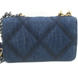 Chanel 19 Quilted Denim Wallet on Chain Indigo Small Crossbody Bag