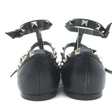 Valentino Noir Rockstud Caged Ballet Flats Black Leather Size 39