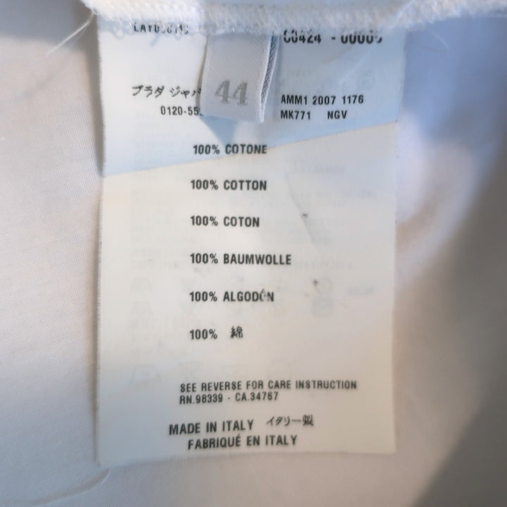 Miu Miu Gathered-Yoke Button Down Shirt White Cotton Poplin Size 44