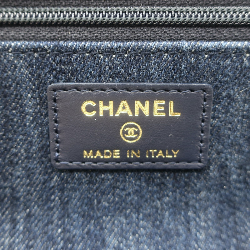 Chanel 19 Quilted Denim Wallet on Chain Indigo Small Crossbody Bag
