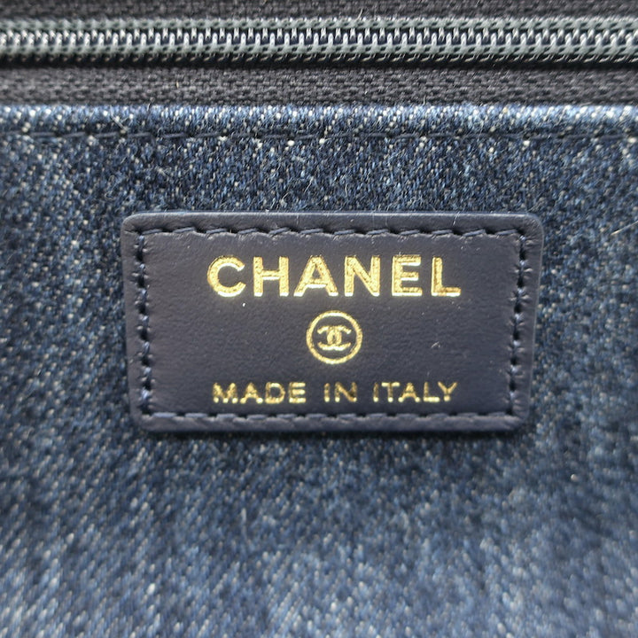 Chanel 19 Quilted Denim Wallet on Chain Indigo Small Crossbody Bag