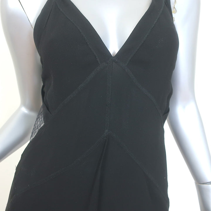 Rag &amp; Bone Anais Tulle-Paneled Midi Dress Black Silk Size Extra Extra Small