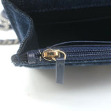 Chanel 19 Quilted Denim Wallet on Chain Indigo Small Crossbody Bag
