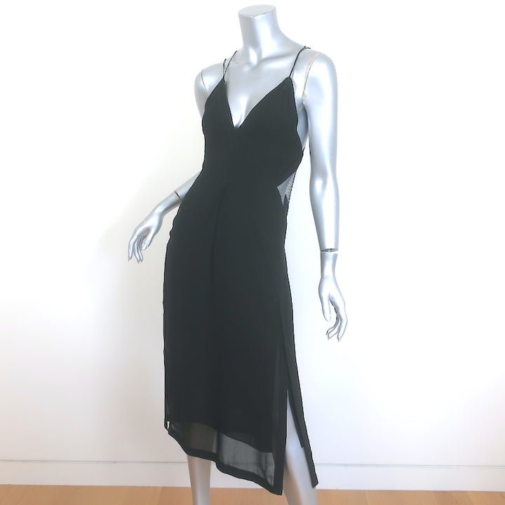 Rag &amp; Bone Anais Tulle-Paneled Midi Dress Black Silk Size Extra Extra Small