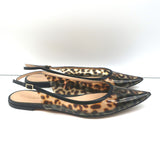 Gianvito Rossi Slingback Flats Leopard Print PVC & Black Leather Size 41