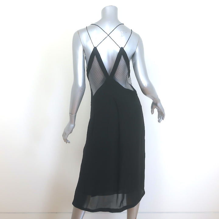 Rag &amp; Bone Anais Tulle-Paneled Midi Dress Black Silk Size Extra Extra Small