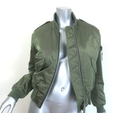 SAM. Jenny Raccoon Fur-Collar Bomber Jacket Olive Size Small