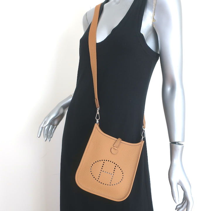 Hermes Mini Evelyne 16 TPM Crossbody Bag Biscuit Clemence Leather NEW