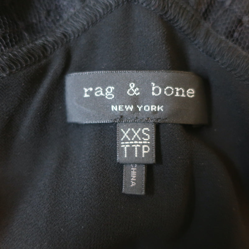 Rag &amp; Bone Anais Tulle-Paneled Midi Dress Black Silk Size Extra Extra Small