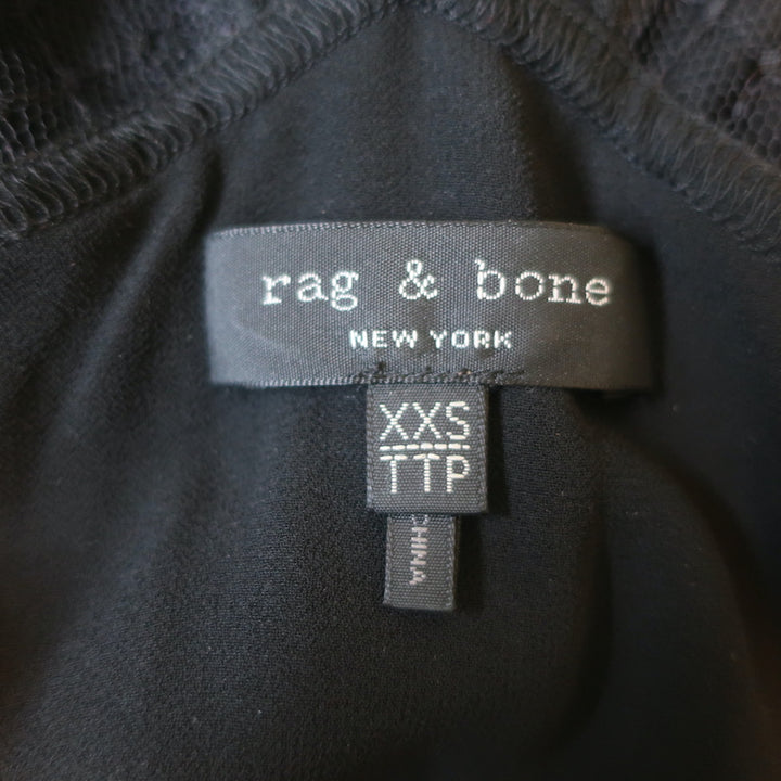 Rag &amp; Bone Anais Tulle-Paneled Midi Dress Black Silk Size Extra Extra Small