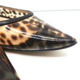 Gianvito Rossi Slingback Flats Leopard Print PVC & Black Leather Size 41