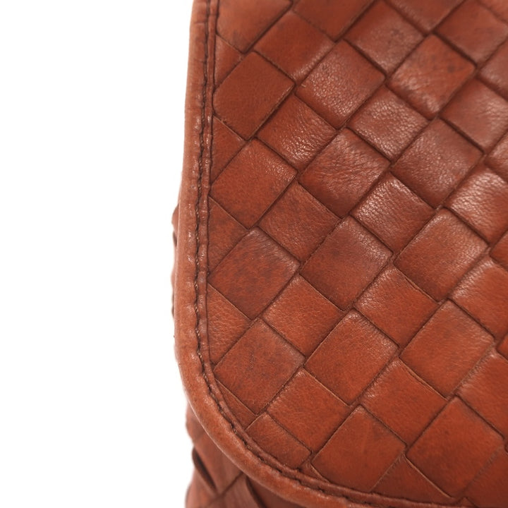 Vintage Bottega Veneta Intrecciato Top Handle Turn Lock Bag Brown Crossbody