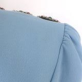 Andrew Gn Embellished Wide-Leg Belted Jumpsuit Sky Blue Crepe Size 40