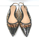 Gianvito Rossi Slingback Flats Leopard Print PVC & Black Leather Size 41
