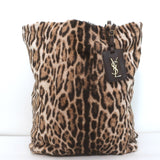 Saint Laurent Leopard Print Calf Hair Shopper Tote Brown Large Shoulder Bag