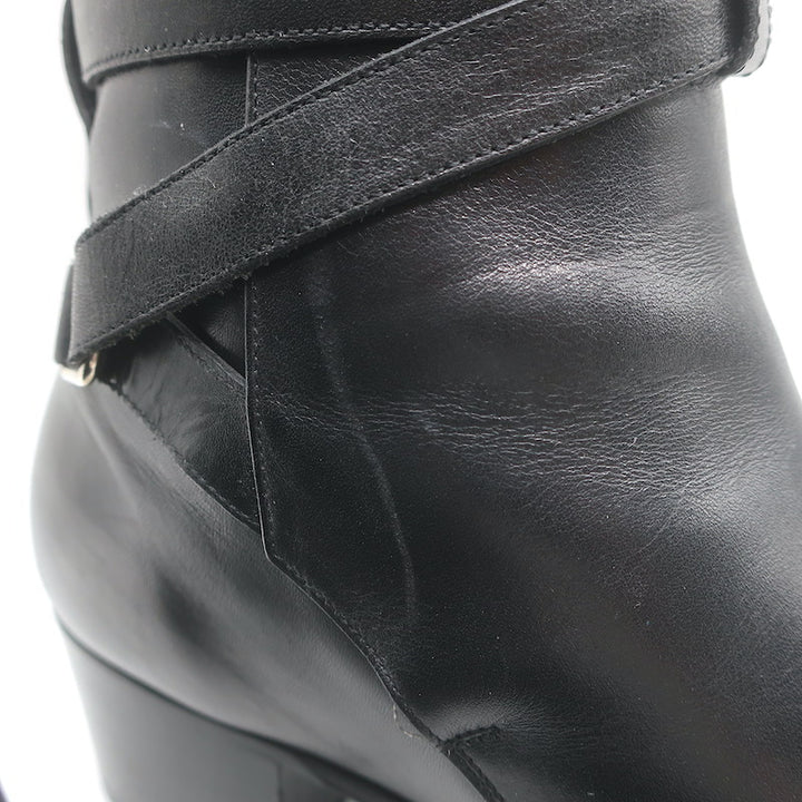 Saint Laurent Blake Jodhpur Ankle Boots Black Leather Size 38.5