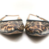 Gianvito Rossi Slingback Flats Leopard Print PVC & Black Leather Size 41