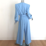 Andrew Gn Embellished Wide-Leg Belted Jumpsuit Sky Blue Crepe Size 40