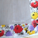 Christian Dior Square Scarf Light Gray Floral Print Cotton