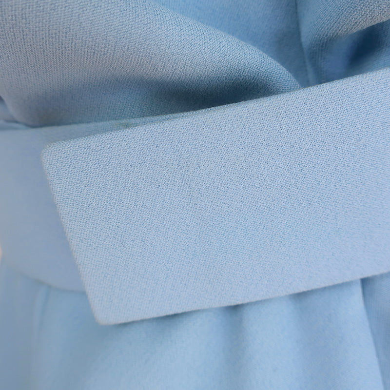 Andrew Gn Embellished Wide-Leg Belted Jumpsuit Sky Blue Crepe Size 40