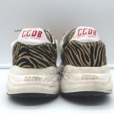 Golden Goose running-sole sneakers in printed calf hair multi-color, authentic pre-owned luxury pair, gently worn, size 38