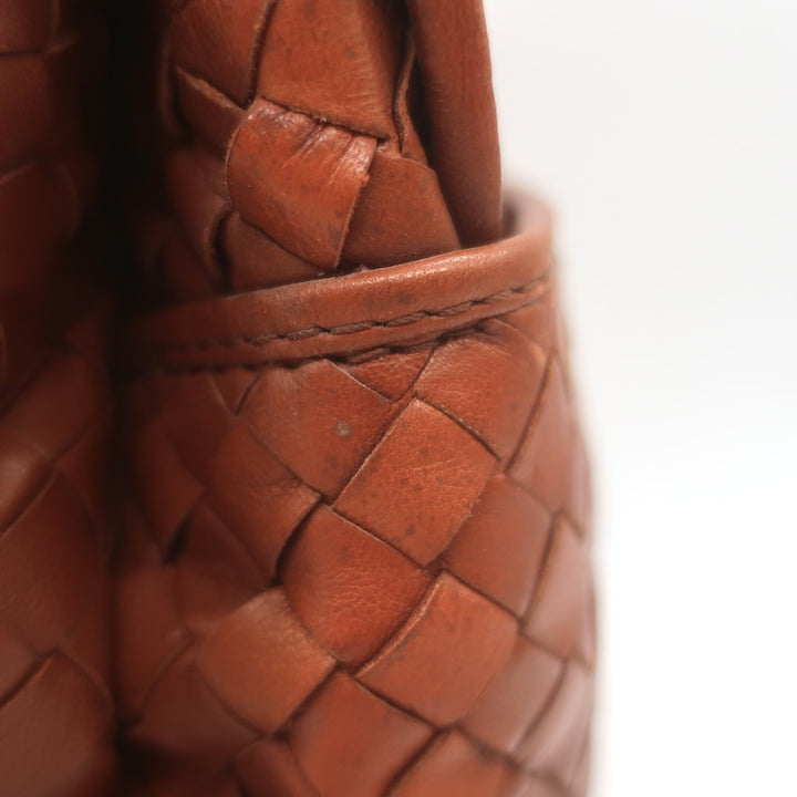 Vintage Bottega Veneta Intrecciato Top Handle Turn Lock Bag Brown Crossbody