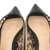 Gianvito Rossi Slingback Flats Leopard Print PVC & Black Leather Size 41