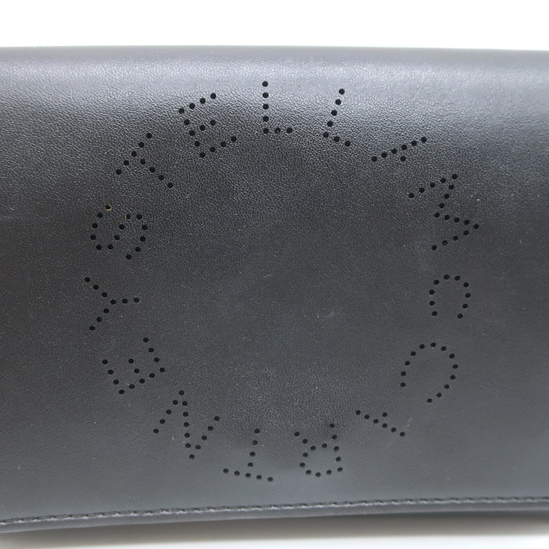 Stella McCartney Perforated Logo Mini Crossbody Bag Black Faux Leather Wallet