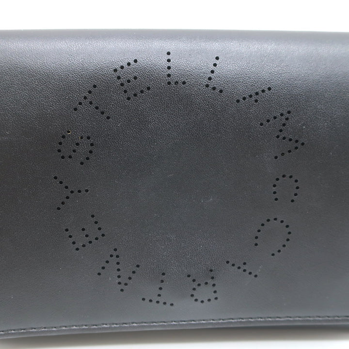 Stella McCartney Perforated Logo Mini Crossbody Bag Black Faux Leather Wallet