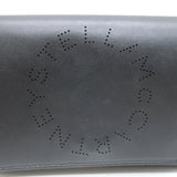 Stella McCartney Perforated Logo Mini Crossbody Bag Black Faux Leather Wallet