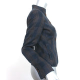 Brooks Brothers Checked Button Front Jacket Navy Linen-Blend Size 4