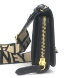 Stella McCartney Perforated Logo Mini Crossbody Bag Black Faux Leather Wallet