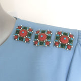 Andrew Gn Embellished Wide-Leg Belted Jumpsuit Sky Blue Crepe Size 40