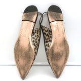 Gianvito Rossi Slingback Flats Leopard Print PVC & Black Leather Size 41