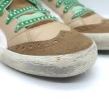 Golden Goose Mid Star Glitter Heel Tab Sneakers White & Beige Leather Size 39