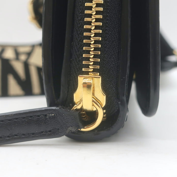 Stella McCartney Perforated Logo Mini Crossbody Bag Black Faux Leather Wallet